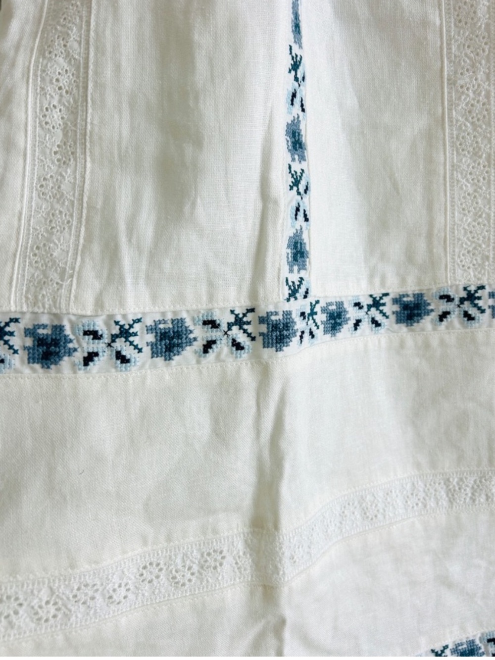 Caroline Constas White Linen Skirt with Embroidery - Picture 6 of 7
